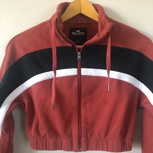 Hollister cropped zip up sweatshirt